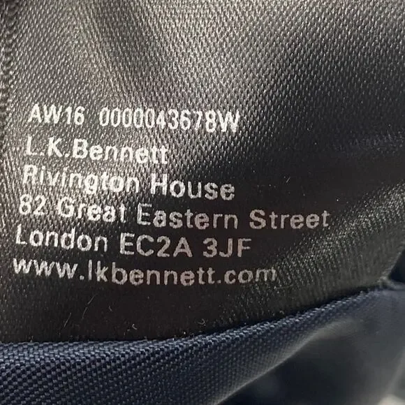 LK Bennett Della Coat Long Double Breasted Wool Cashmere Navy Blue Womens 10 - Picture 9 of 9